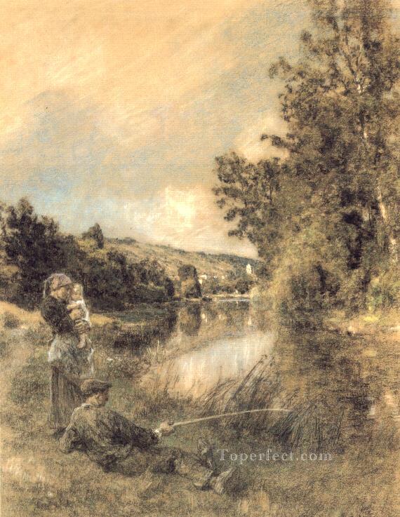 ラ・マルヌの田園風景 農民レオン・オーギュスティン・レルミット油絵